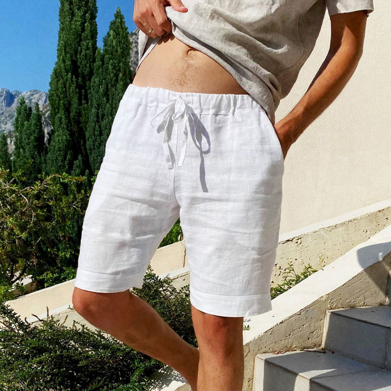 Casual Simple Linen Beach Shorts / [blueesa] /