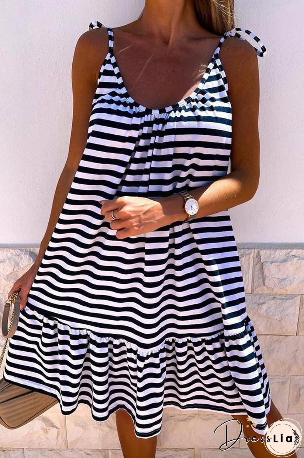 Striped Panel Mini Dress P15577