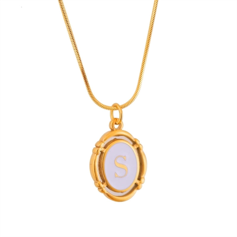 Stainless Steel Classic Style Stoving Varnish Plating Letter Pendant Necklace