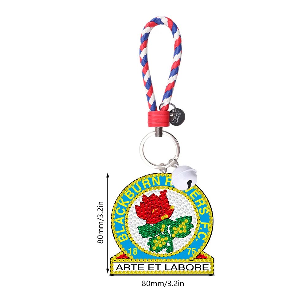 5D DIY Blackburn Rovers FC Double Sided Full Drill Keyring Diamond Keychains Pendant