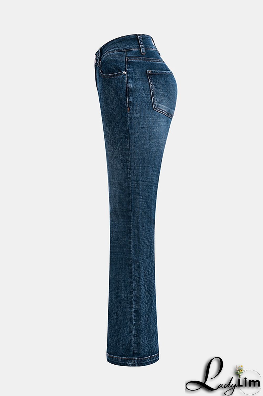 Pocket Detail Button Up Low Waist Flare Jeans