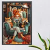 (40*60cm)Girl Cat - Round AB Drill Diamond Painting
