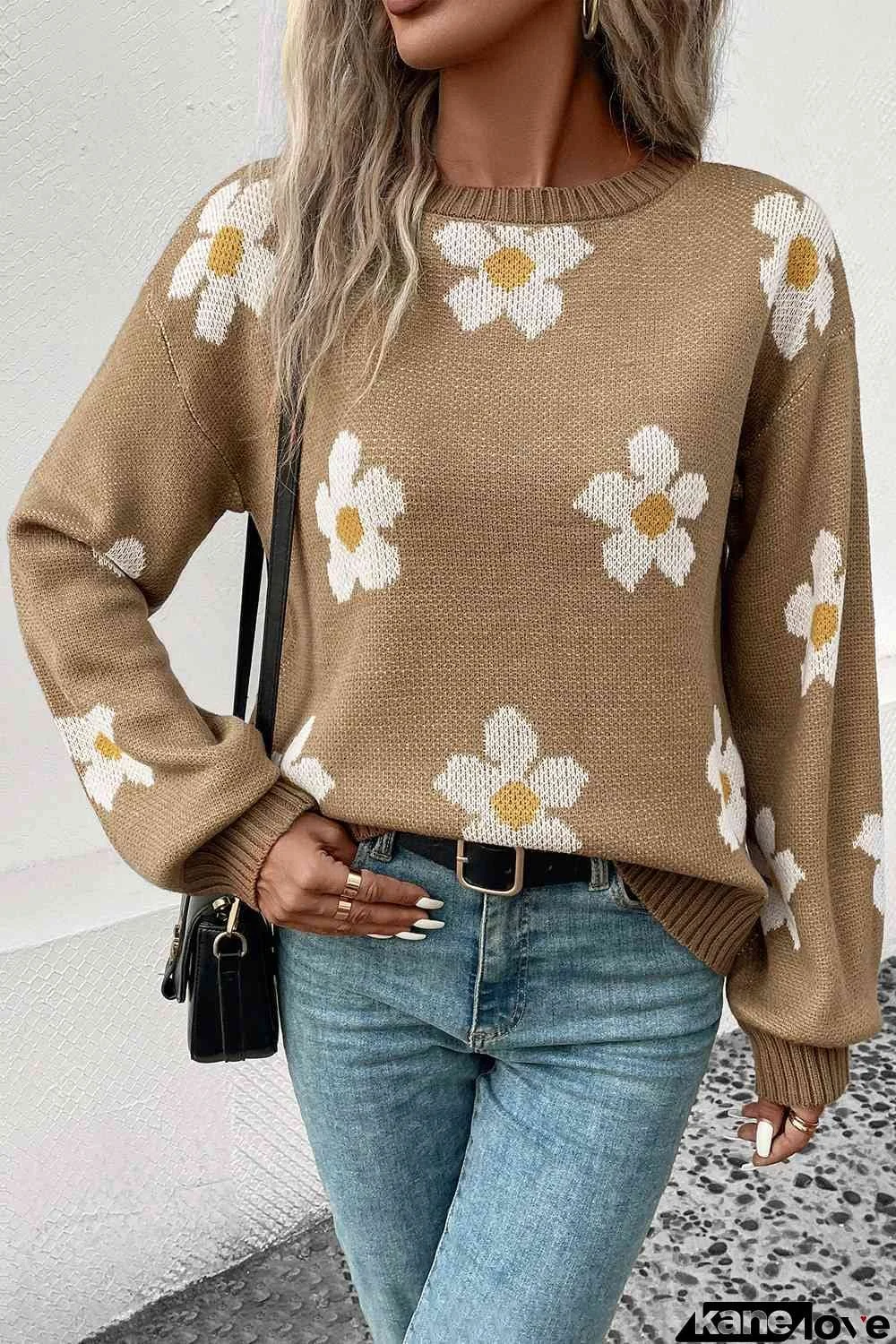 Floral Dropped Shoulder Sweater
