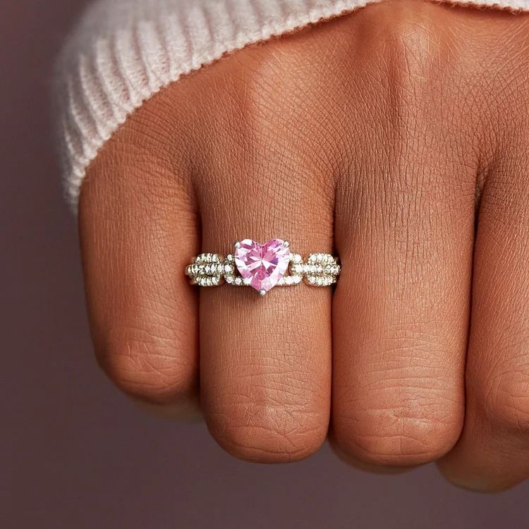 Mother&Daughter Heart And Link Ring