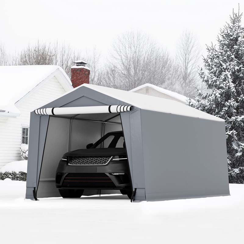 Eletriclife 10 x 16 Feet Portable Heavy Duty Carport Canopy Garage with Doors