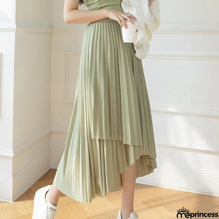 Women's Polyester High Waist Pleated Pattern Casual Wear Skirts