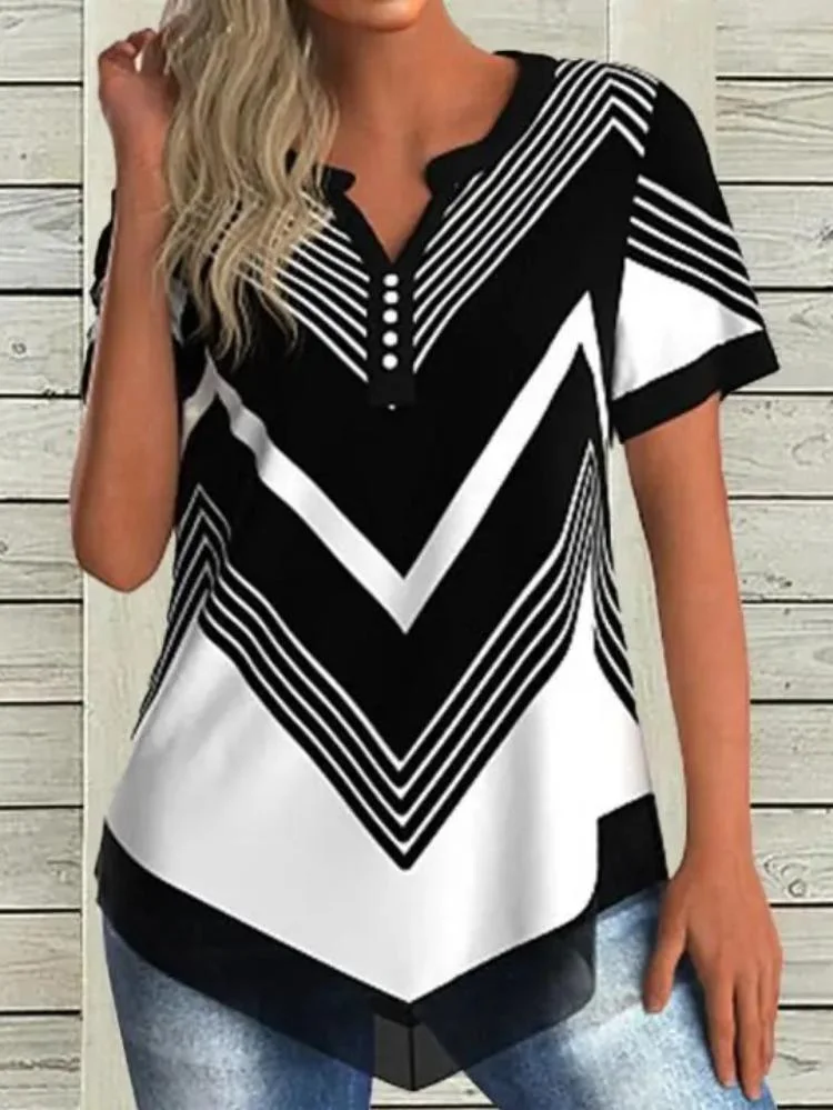 Black And White Geo Baggy T-Shirt