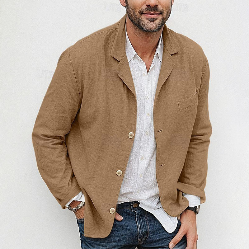 Loose Simple Suit Long Sleeve Cotton Linen Jacket