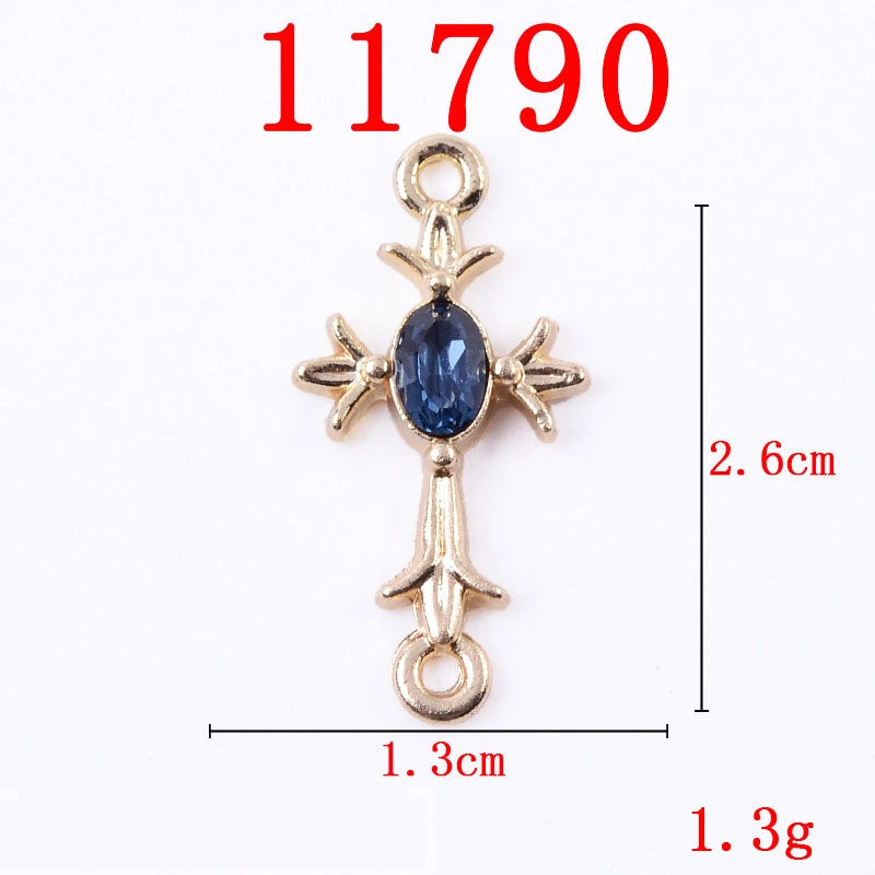 10 PCS/Package 13*26mm 21*26mm 31*37mm Alloy Crystal Pearl Cross Jewelry Accessories Pendant