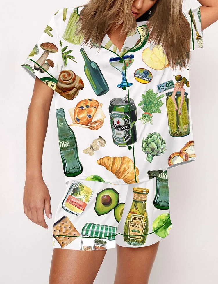 Women's Espresso Martini Coke Pickles Foods Pajama Set