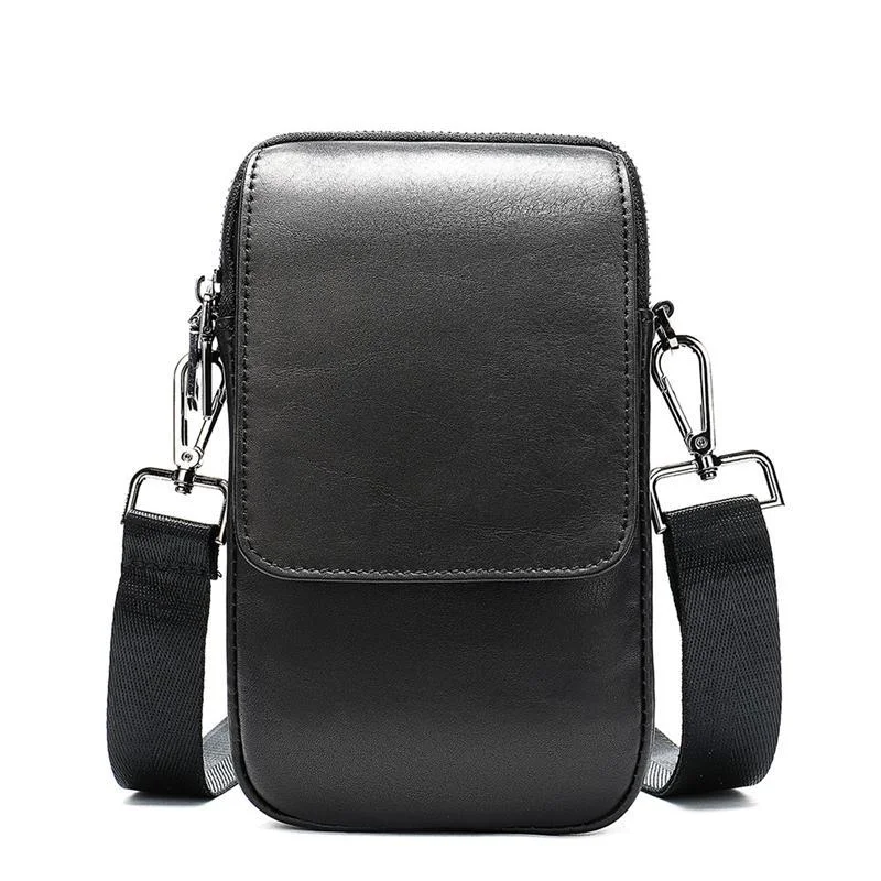 Men's Leather Belt Bag Retro Multi-Function Shoulder Bag