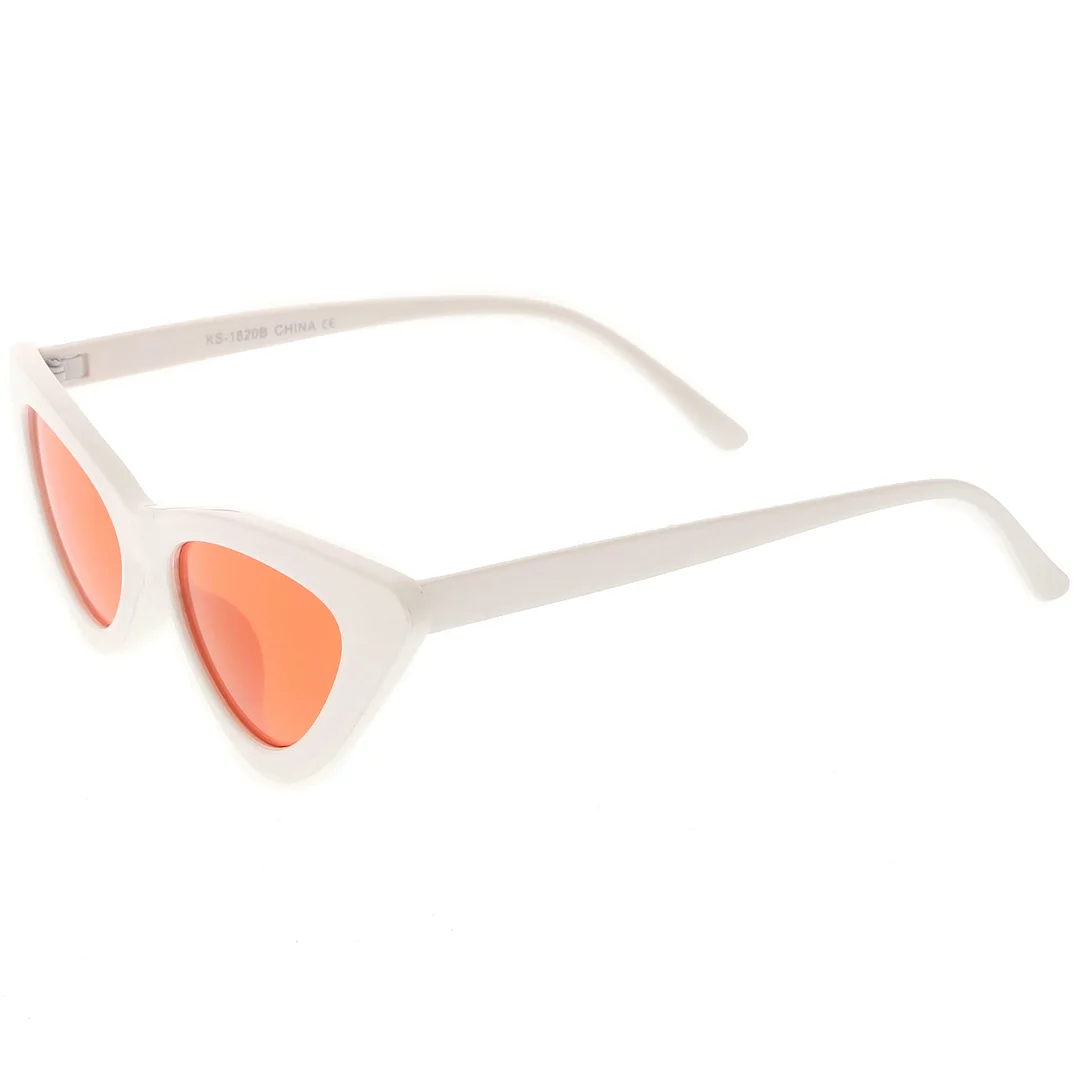 Womens Exaggerated Slim White Frame Cat Eye glasses Color Tinted Lens 48mm