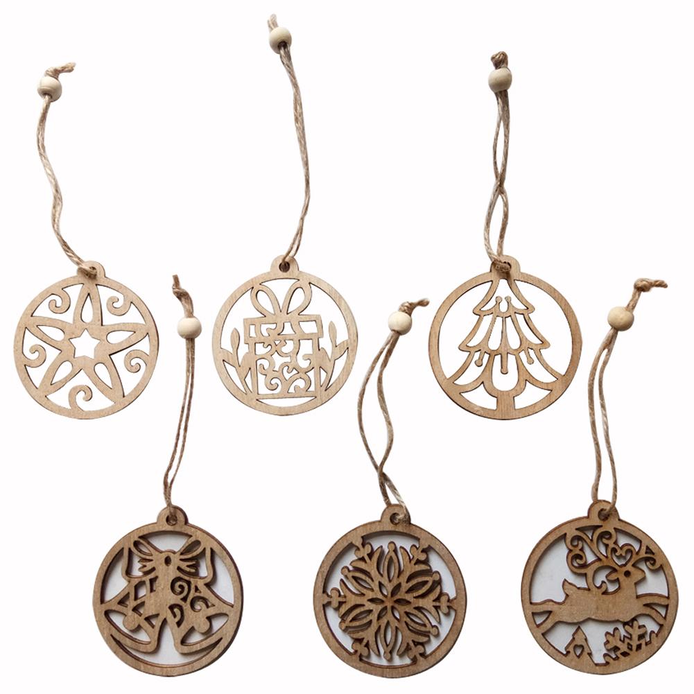 

6pcs Wooden Xmas Hollow-out Hanging Ornament Christmas Tree Decor Kids Gift, 501 Original