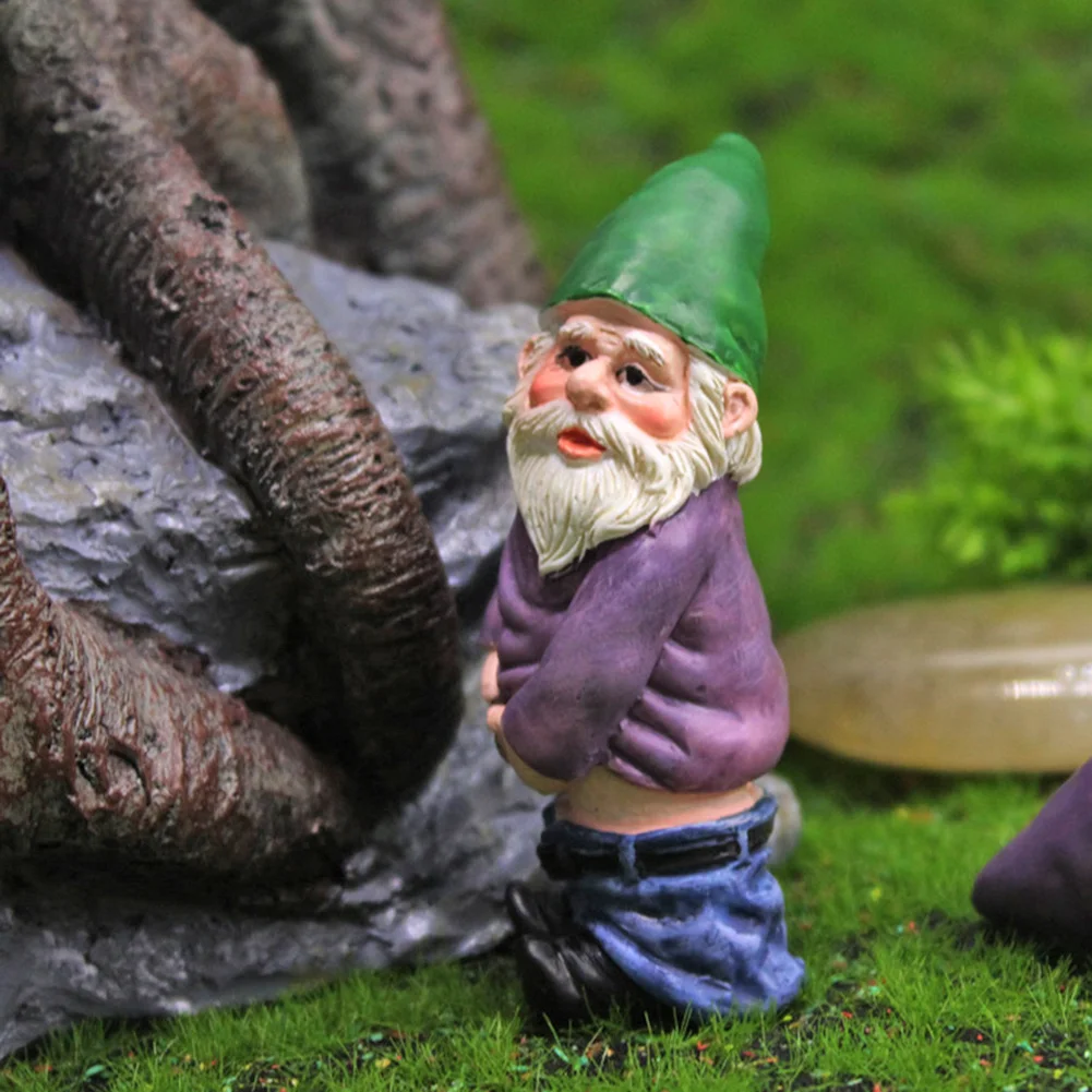 Mini Dwarf Gnome Statue Garden Ornament Resin Fairy Micro Landscape Elf (A)