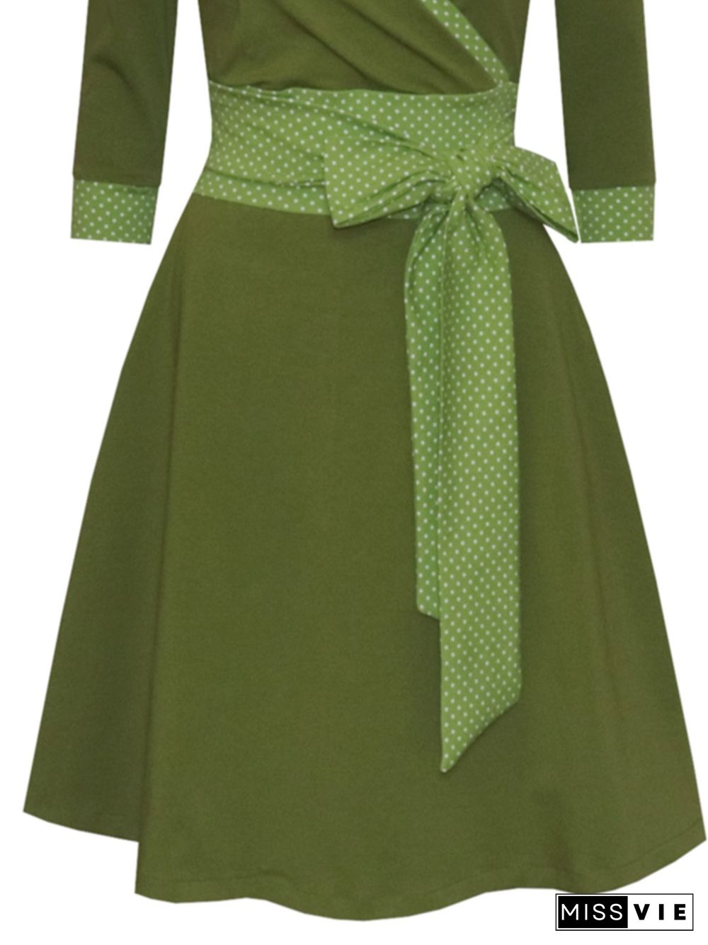 V Neck Cotton-Blend Casual Knitting Dress