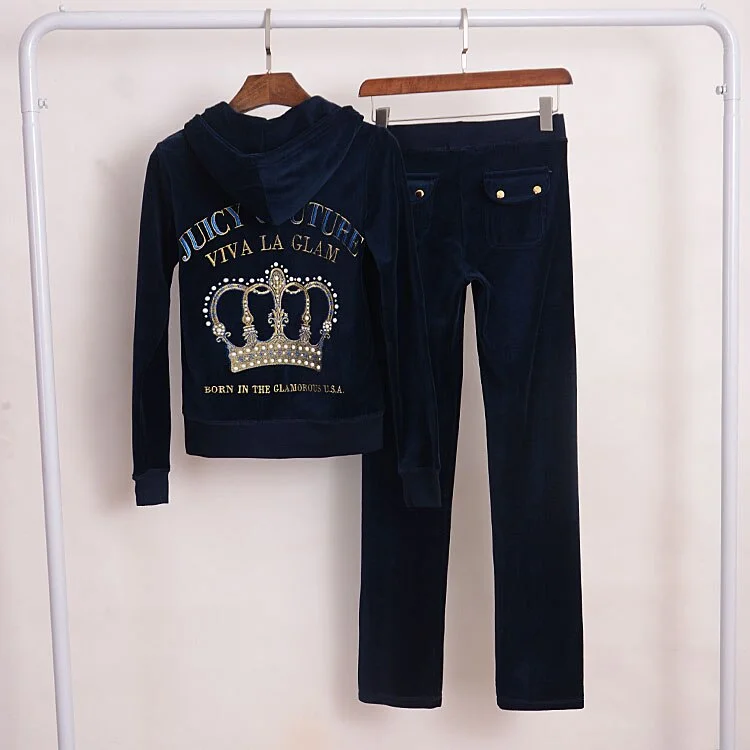 2021 Spring/Fall 2 PiecesSet Sweatsuit Hoodies Long Sleeve Tops And Pants Fashion Pattern Velvet Women Tracksuit for Sport S-XXL