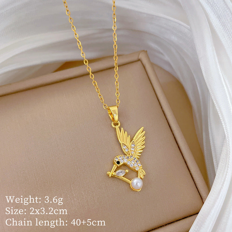 Copper Micro-Inlaid Cross Fashionable And Gorgeous Full Diamond Necklace For Women All-Match Clavicle Chain Titanium Steel