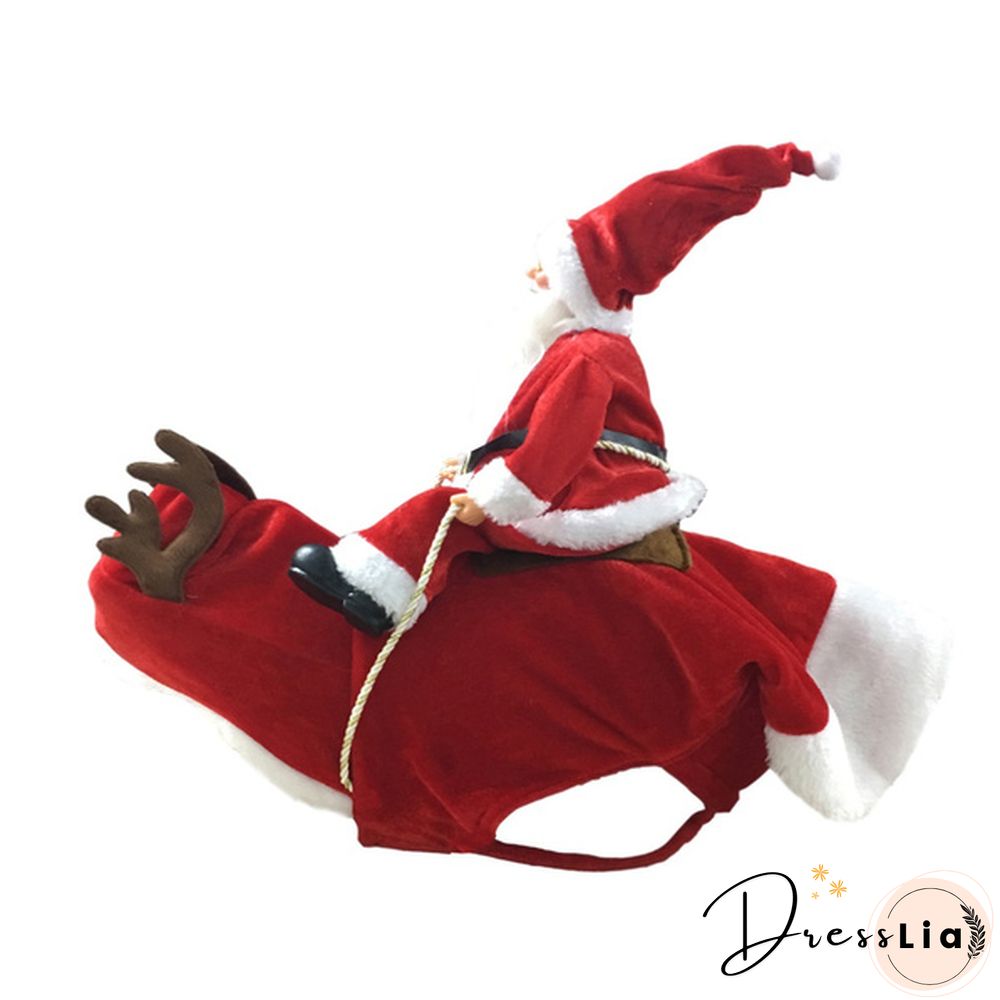 5 Sizes New Santa Claus Riding Outfit Christmas Pet Cat Dog Costume Party Small/Medium/Large Cat Dog Clothes Dress Up Pet Costume