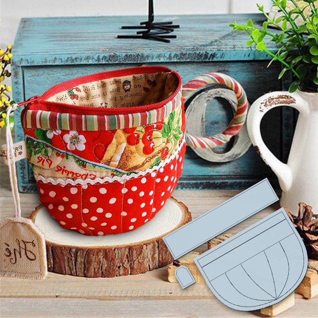 DIY Coffee/Tea Cup Pouch Template 3 PCS