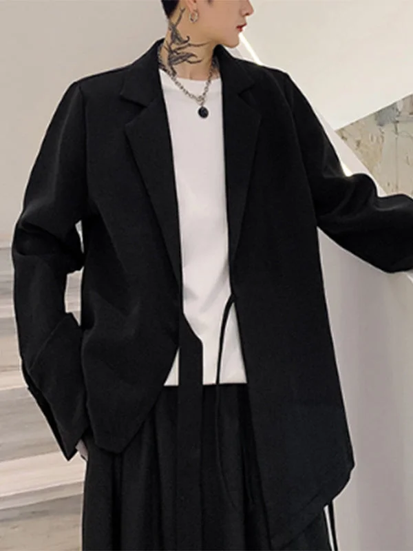 Aonga - Men's Irregular Placket Lace-up Jacket H aonga