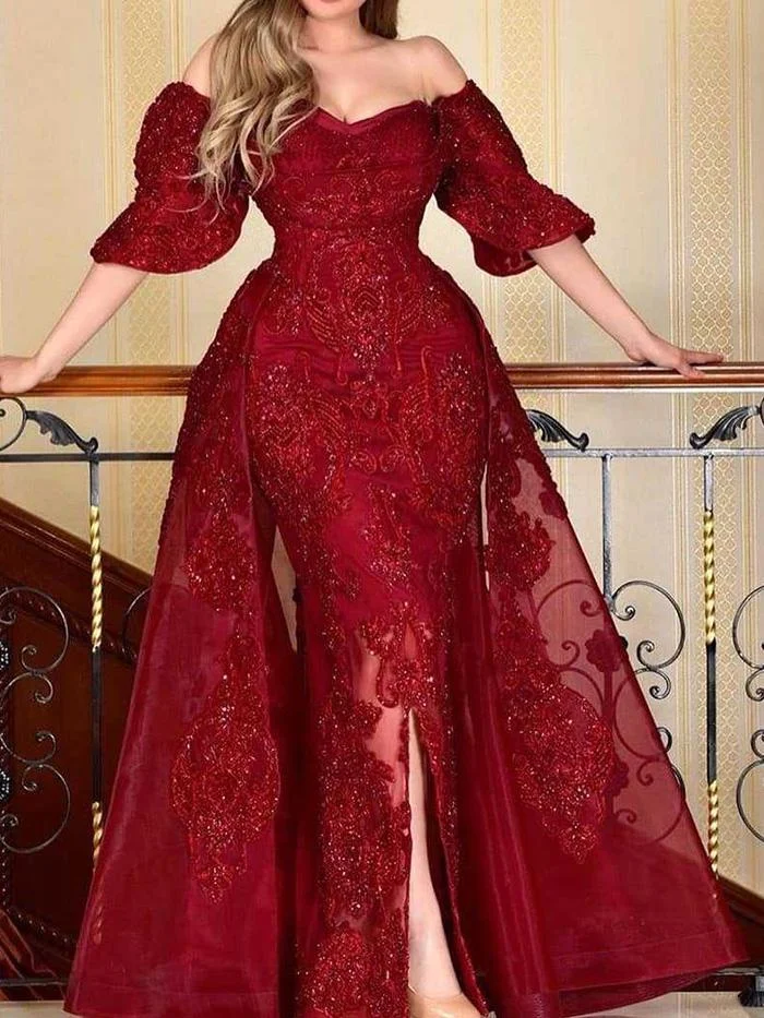 Sexy Trailing Dress with Gold Big Swing