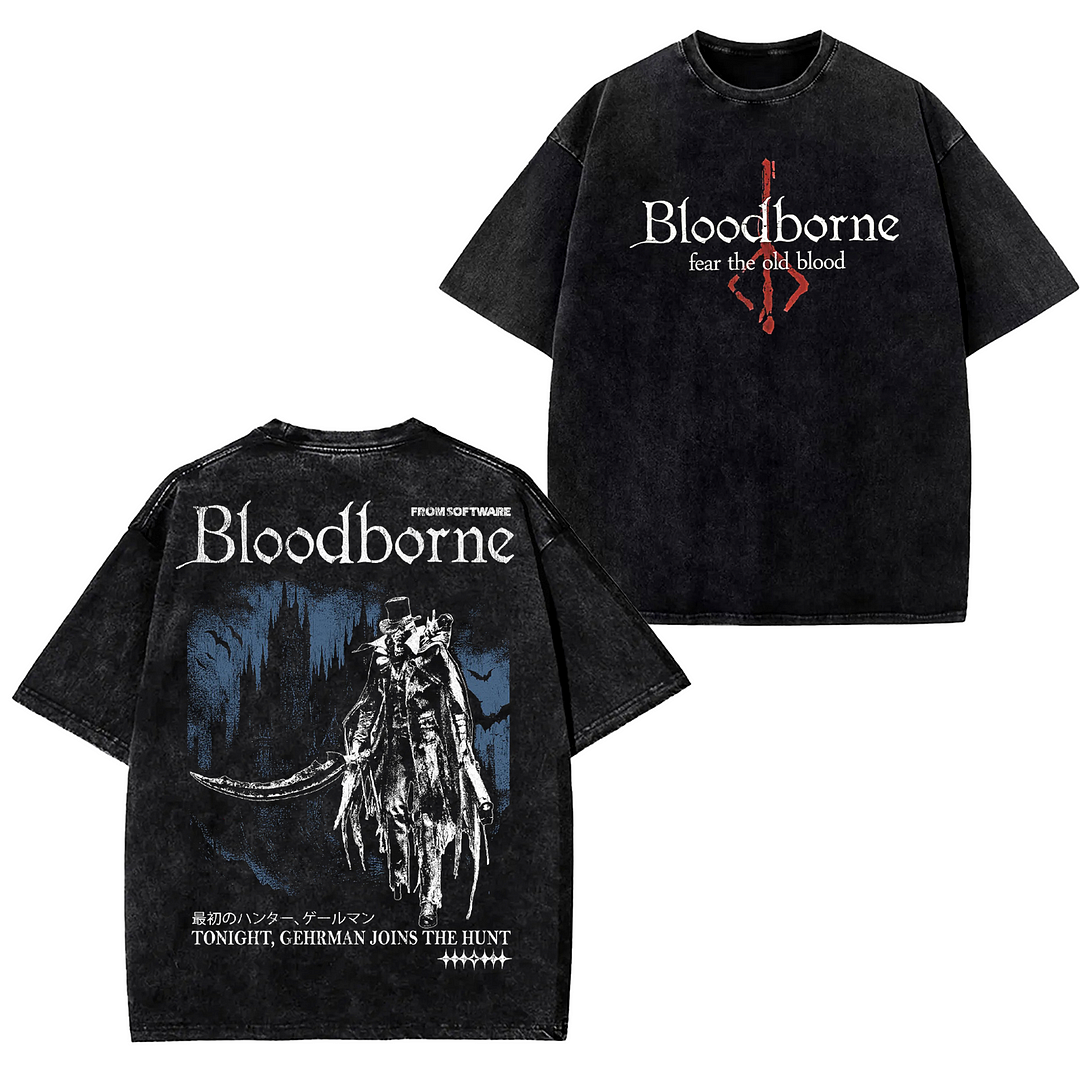 Bloodborne Vintage Printed Unisex Washed T-Shirt