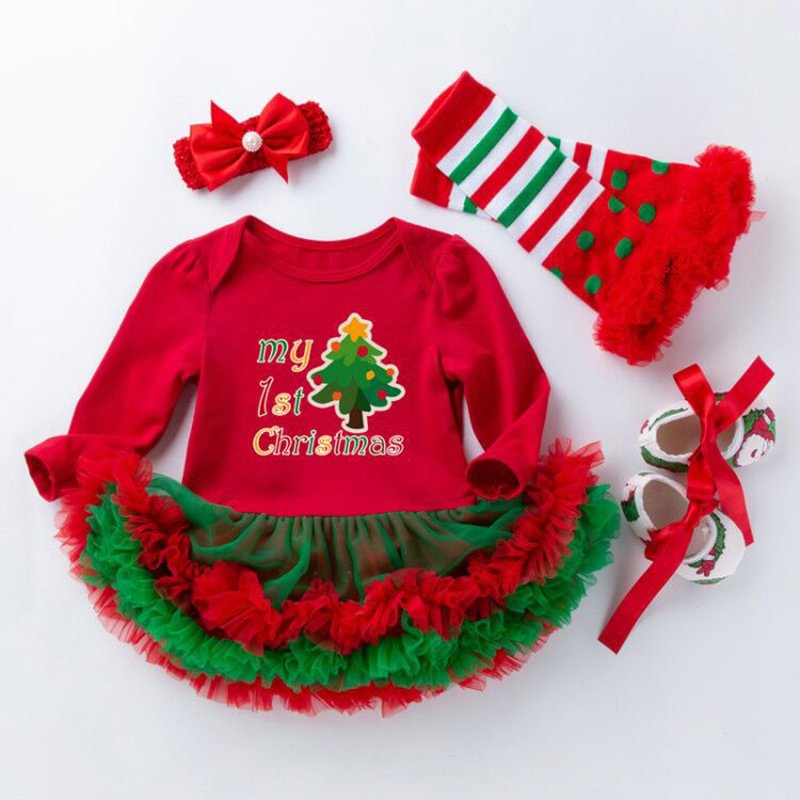 4-Piece My First Christmas Dress for 21-23 Inches Reborn Dolls