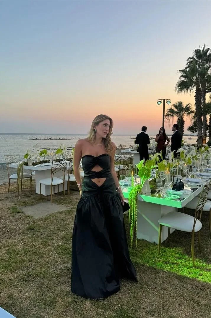 Miabel Amazing Black Satin Strapless Sleeveless Sweetheart Long Prom Dress with Pleated 