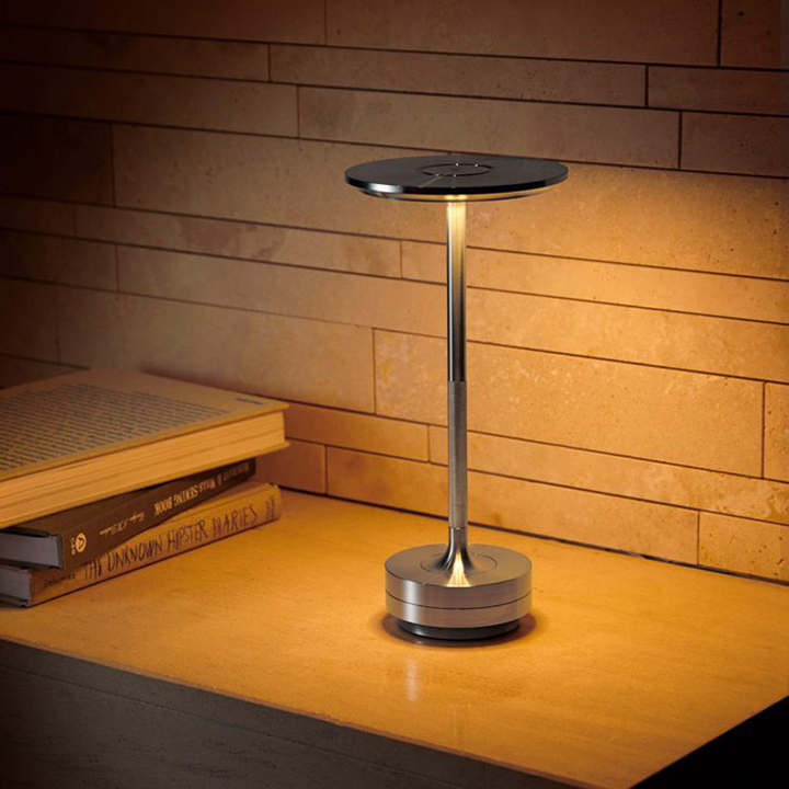 Metallic Cordless Table Lamp Dimmable & Rechargeable Waterproof Desk