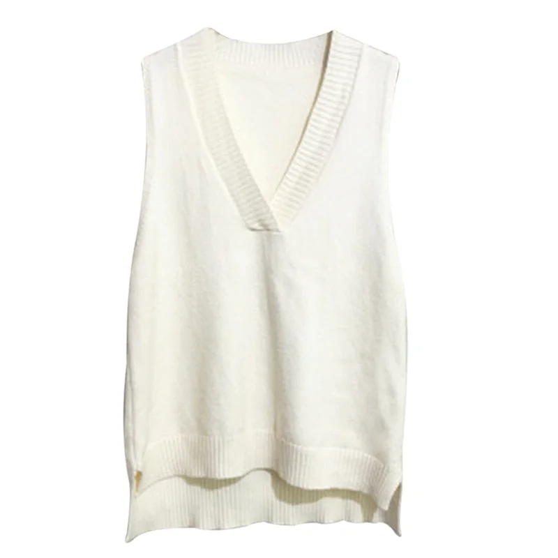 Muyogrt V-neck Knitted Vest Women's Sweater Autumn And Winter 2021 Korean Loose Wild Sweater Vest Sleeveless Sweater Jumpers