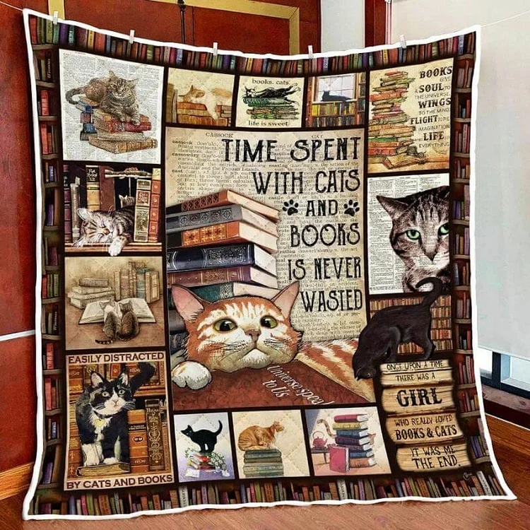 Cats And Books - A427 - Premium Blanket The Cold Blanket