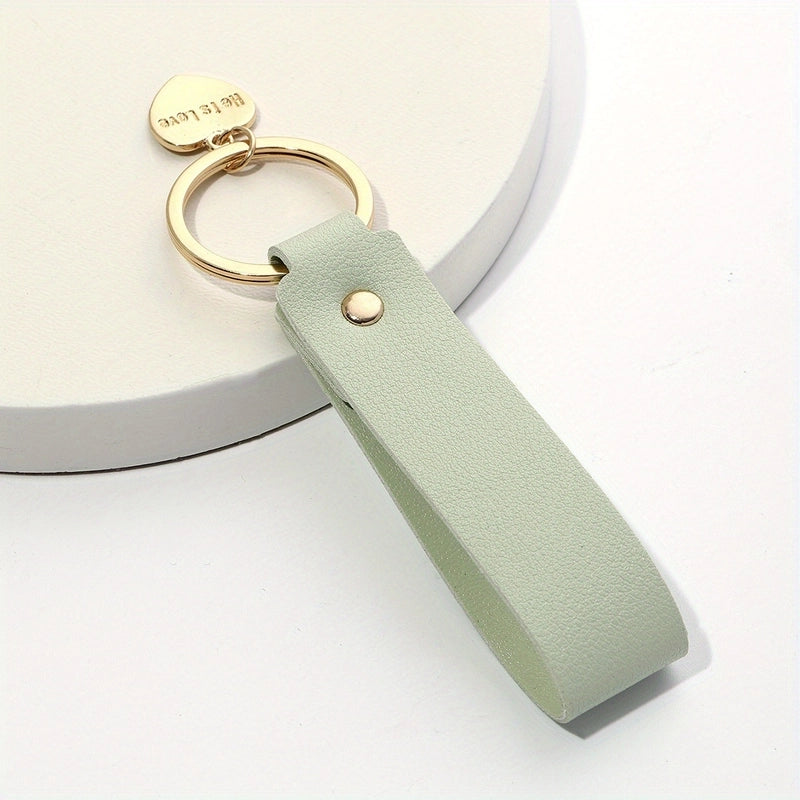 Minimalist Solid Color Pu Leather Women’s Keychain