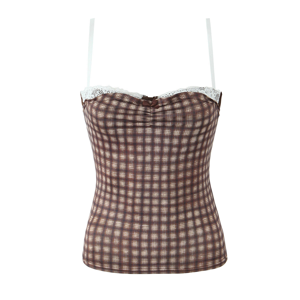 Aiertu black sweater dress outfit French Style Two-Piece Plaid Lace Stitching Strap Top Mini Sheath Skirt aiertu