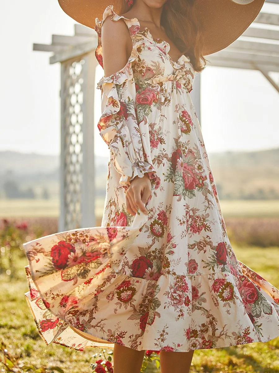 Floral dress with ruffles