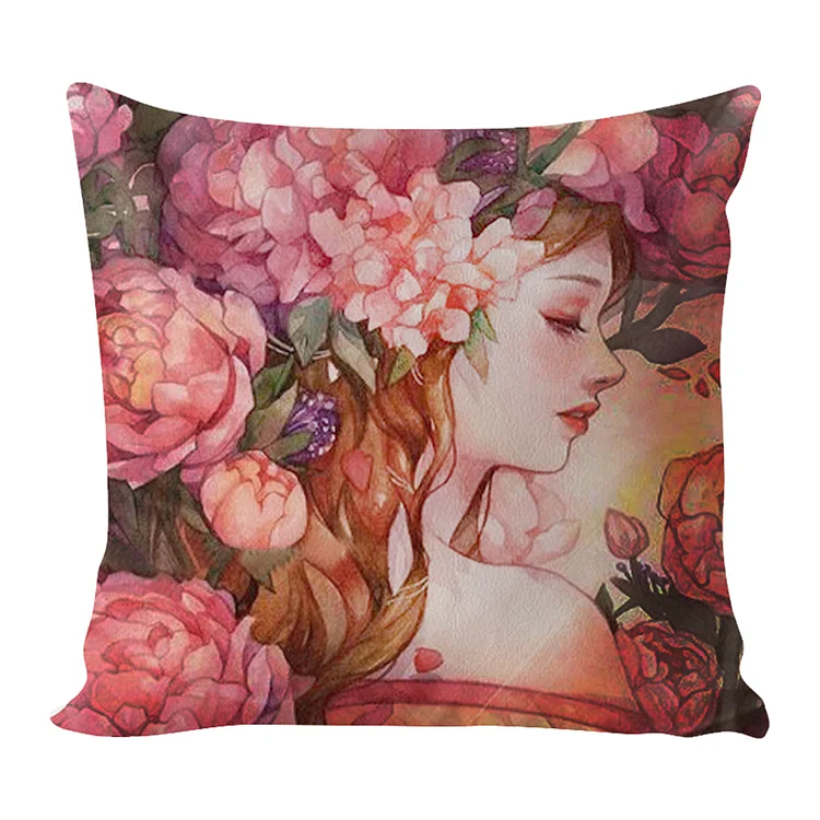 Pillow - Flower Girl 11CT Stamped Cross Stitch 45*45CM