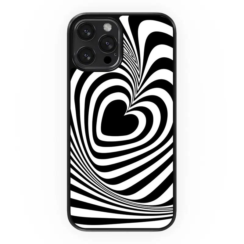 Love Heart Zebra Crossing Case For IPhone 11/12/13/14-Black Border