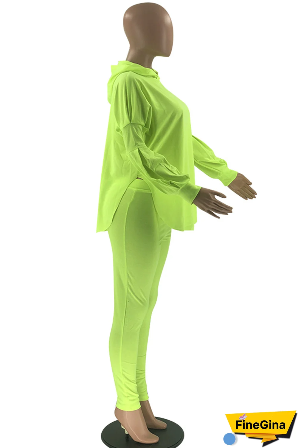 Pink Street Solid Patchwork Hooded Collar Long Sleeve Two Pieces