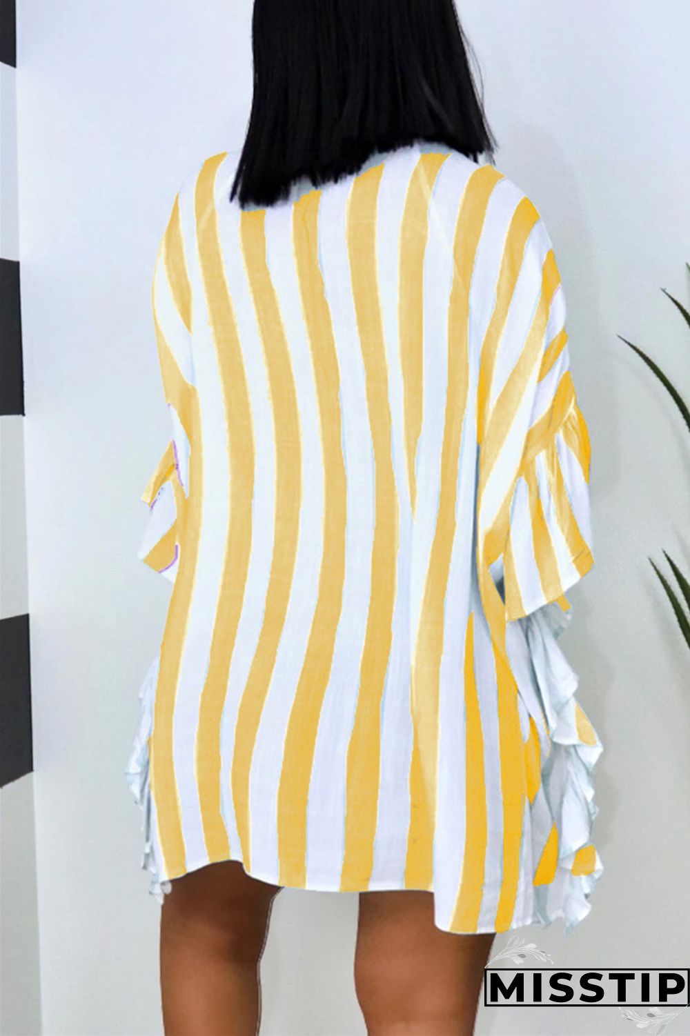 Light Blue Fashion Casual Striped Print Patchwork Turndown Collar Shirt Dress Dresses