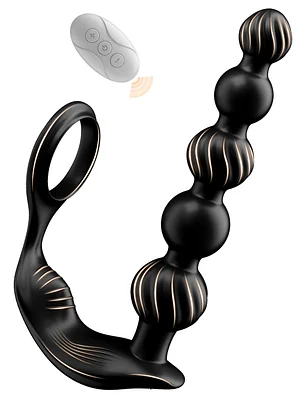 Vibrating Anal Beads Butt Plug With Penis Ring 10 Powerful Vibration Remote Control