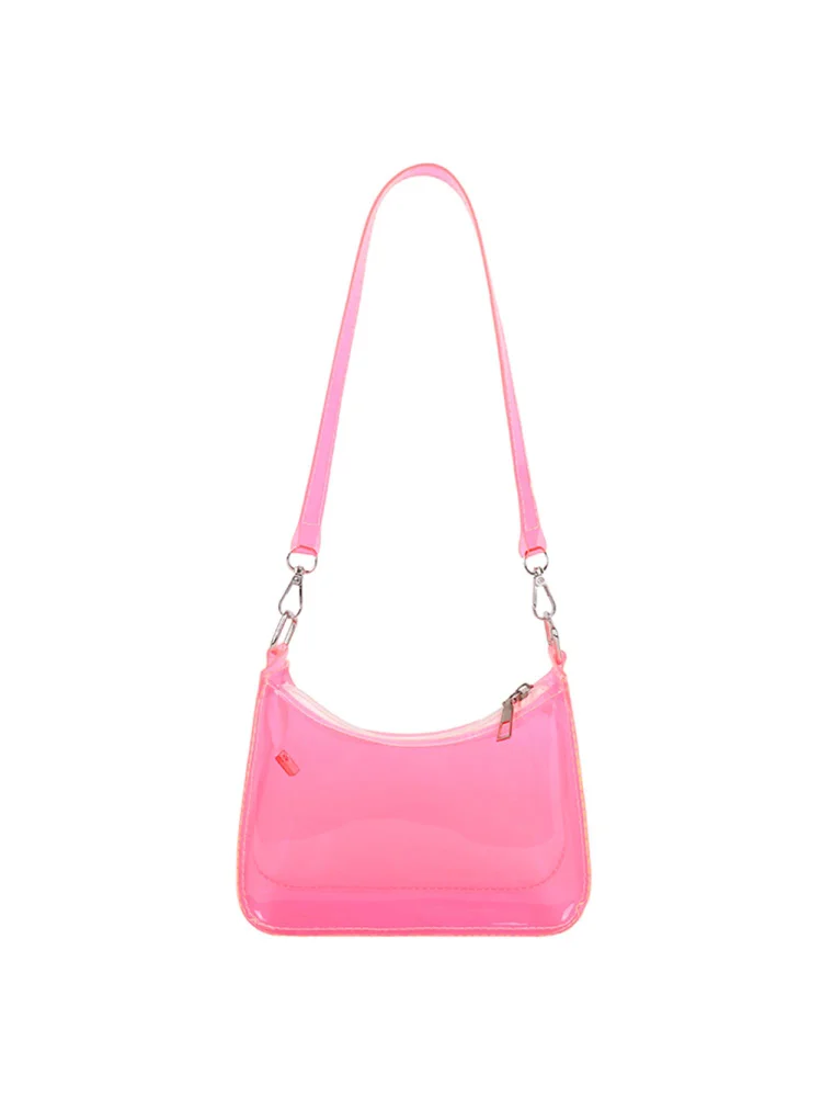 Clear PVC Shoulder Bag Fashion Women Shopper Bag Hobos for Ladies (Pink)
