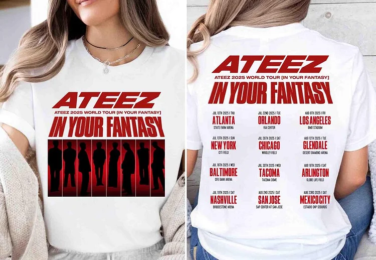 Ateez 2025 World Tour in Your Fantasy North America Colorful Tour T-Shirt officialateezshop