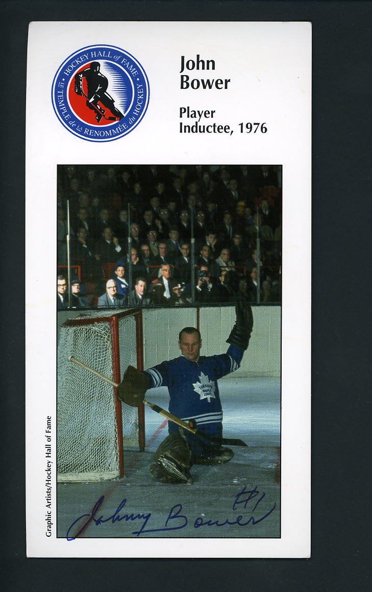 Johnny Bower Signed Autographed HOF Card Photo Poster painting Toronto Maple Leafs