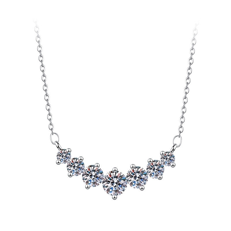 Minimalist Shiny Round Water Droplets Bow Knot Copper Plating Inlay Zircon Silver Plated Pendant Necklace Necklace Pendant