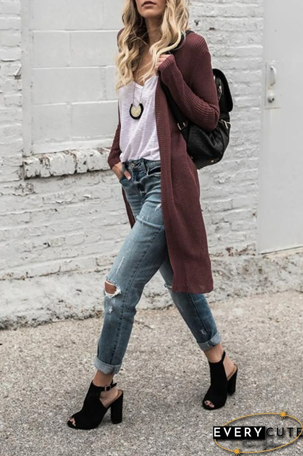 Solid Color Long Loose Sweater