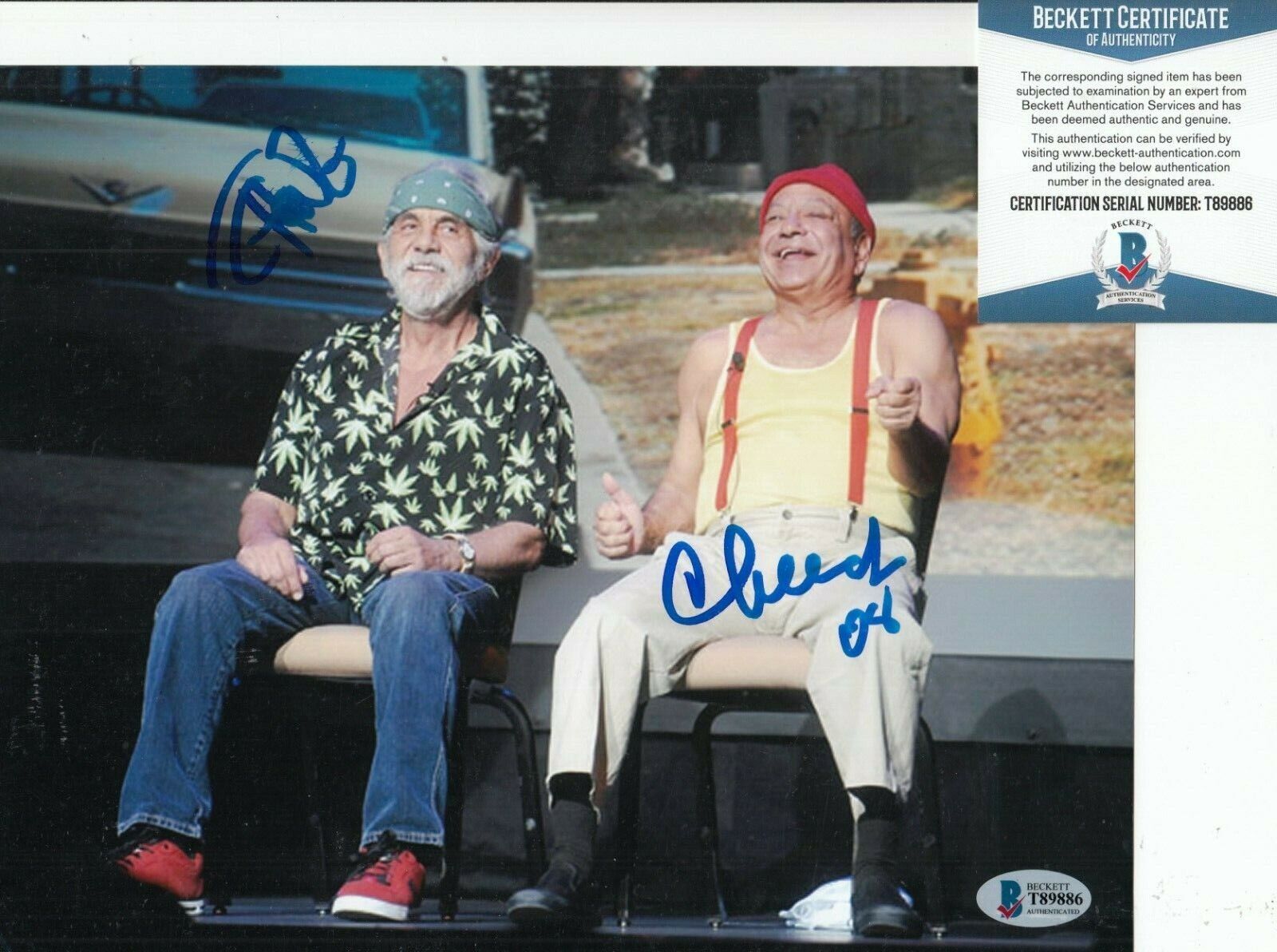 CHEECH and CHONG signed (UP IN SMOKE) Movie 8X10 Photo Poster painting BECKETT BAS T89886