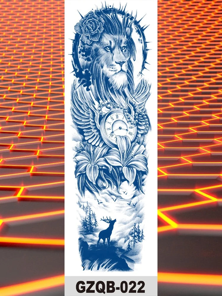 Temporary Flower Full Arm Tattoos Stickers Indian Wolf Dragon Navigator Totem Juice Ink Men Women Girl Leg Fake Tatoo Hot Sale