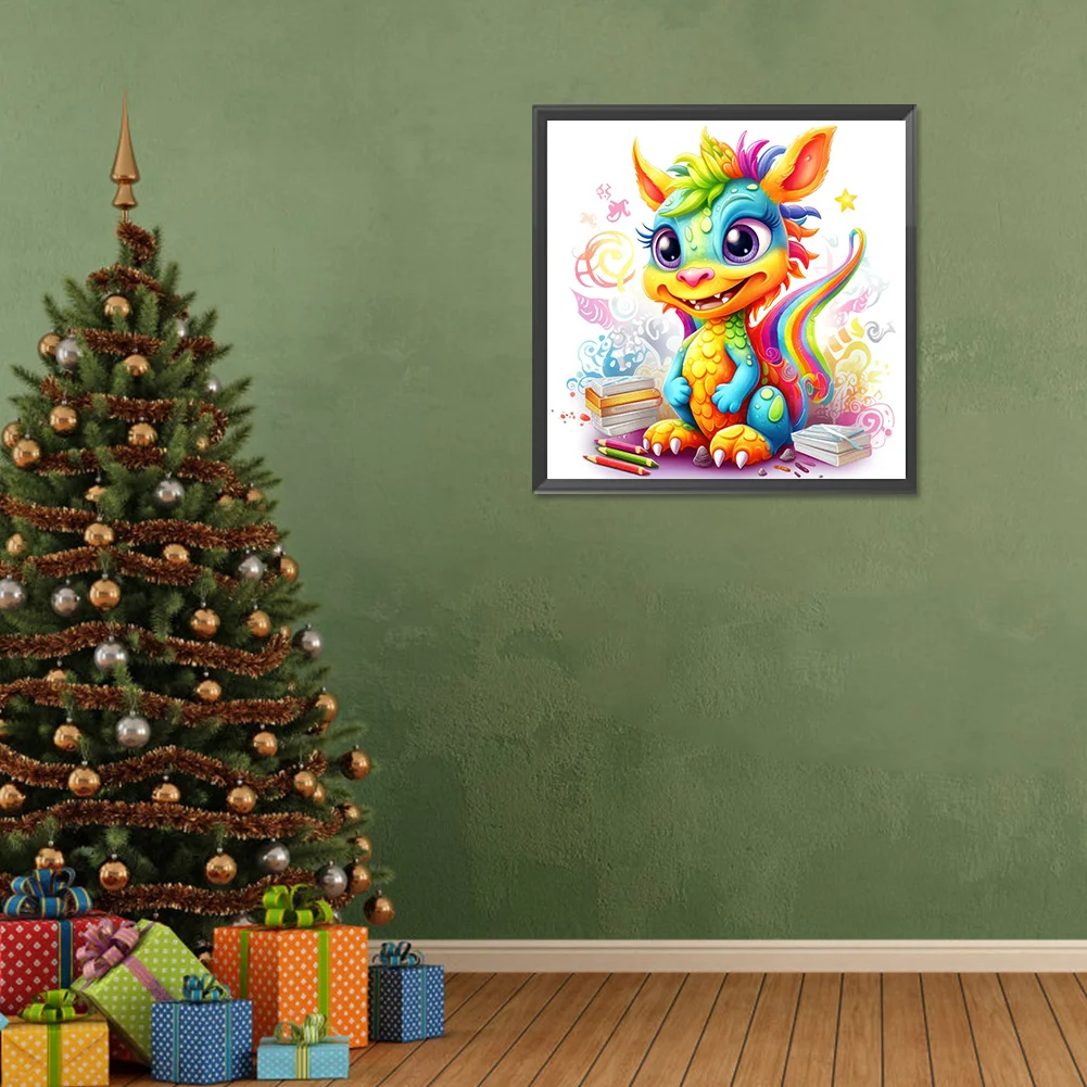 Full Round Diamond Painting 30*30cm - Colorful Little Dinosaur