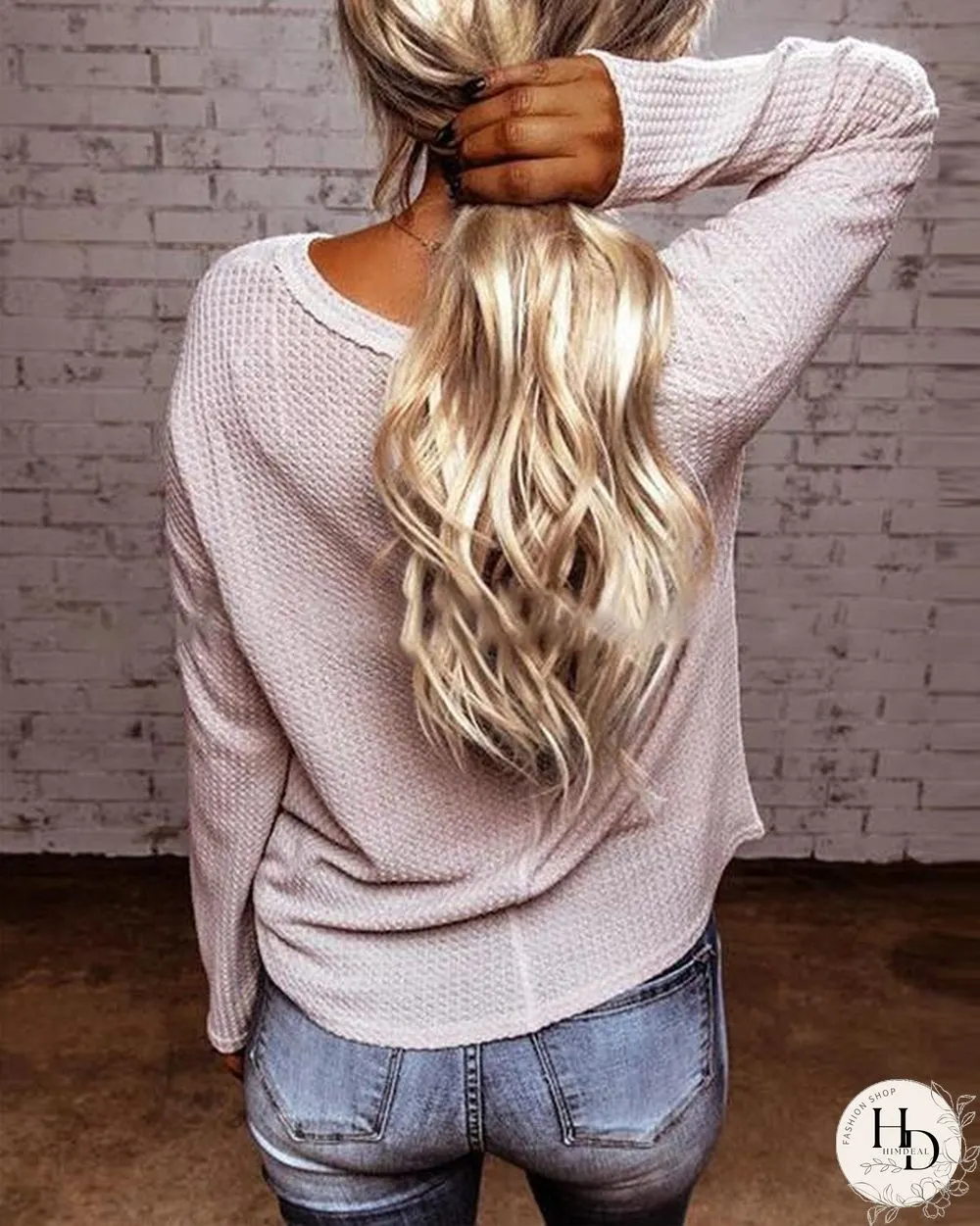 Women V-neck Fall Spring Fashion Tops Blouses