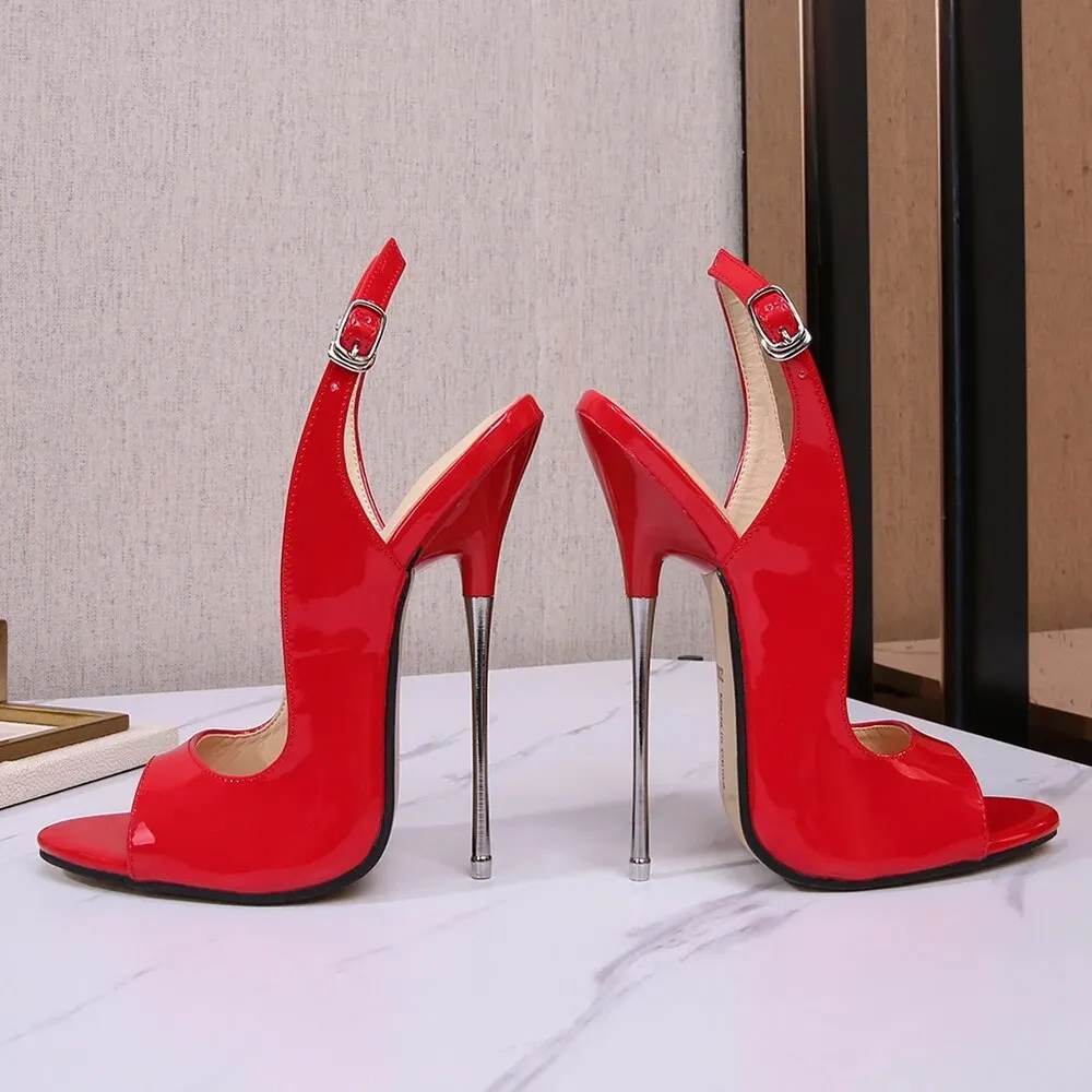 VCshoes 16cm Extreme High Heels Sandals Pumps Metal Heel Peep Toe Fetish SM Cosplay Drag Queen Cross Dresser Unisex Shoes