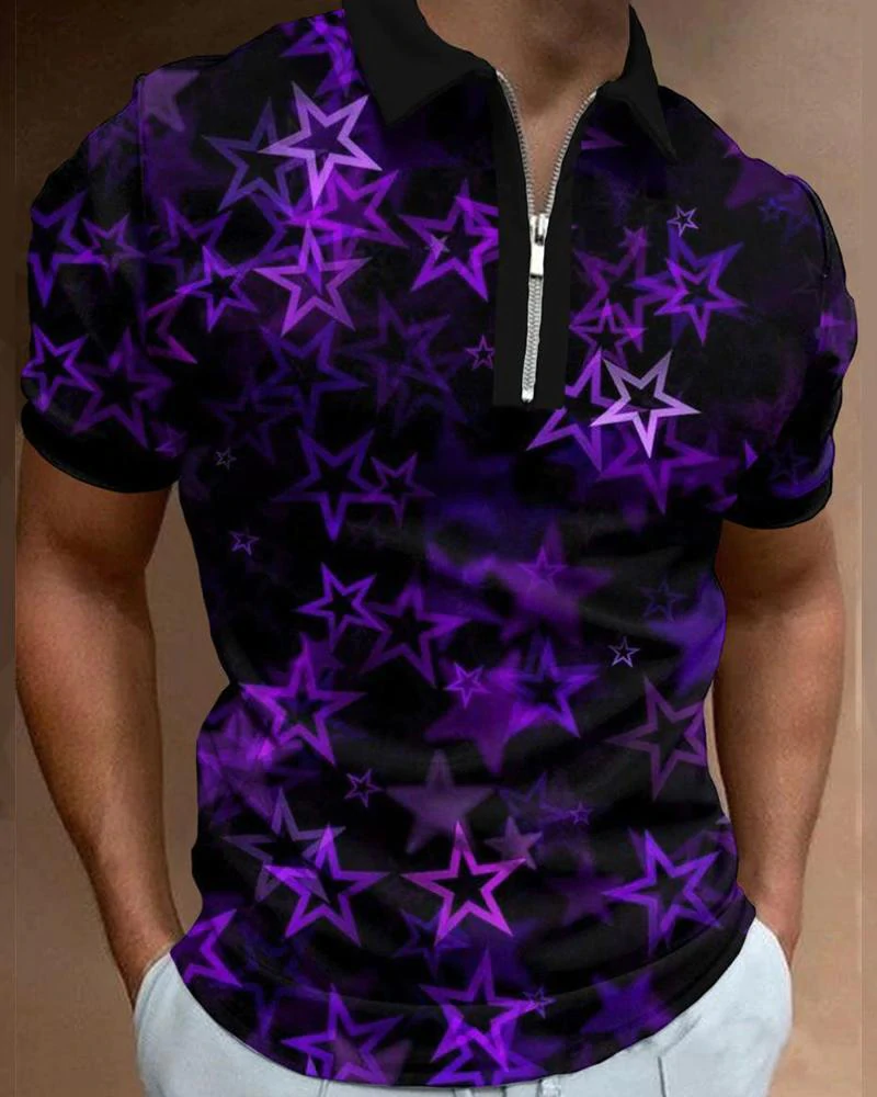 Men's Casual Star Print POLO Shirt